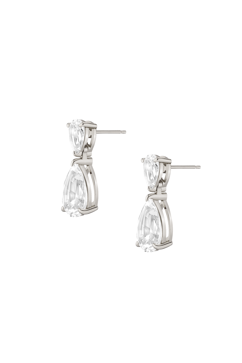 Lab Grown Sapphire Pear Drop Earrings, Alternate, color, White Vermeil