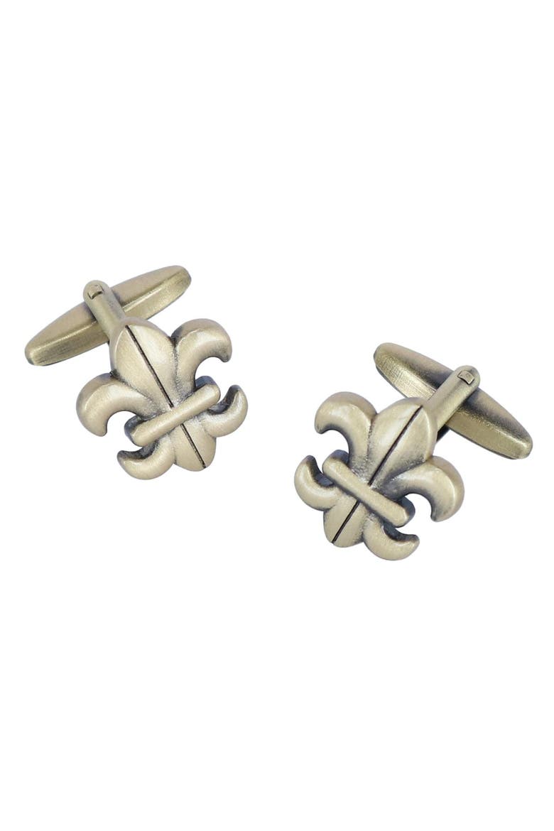 Fletcher Fleur-Di-Lis Novelty Cufflinks, Main, color, Anti-Brass