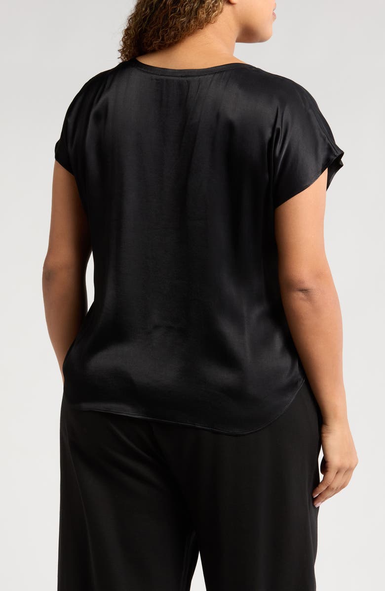 Nordstrom Satin T-Shirt, Alternate, color, Black