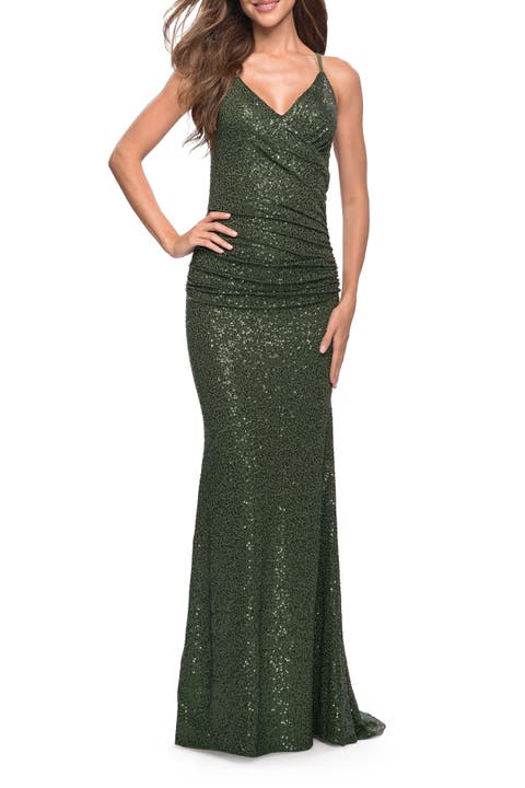 Wrap Style Long Gown in Beautiful Sequin