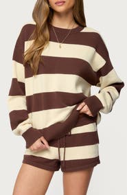 EDIKTED Riley Stripe Oversize Cotton Sweater