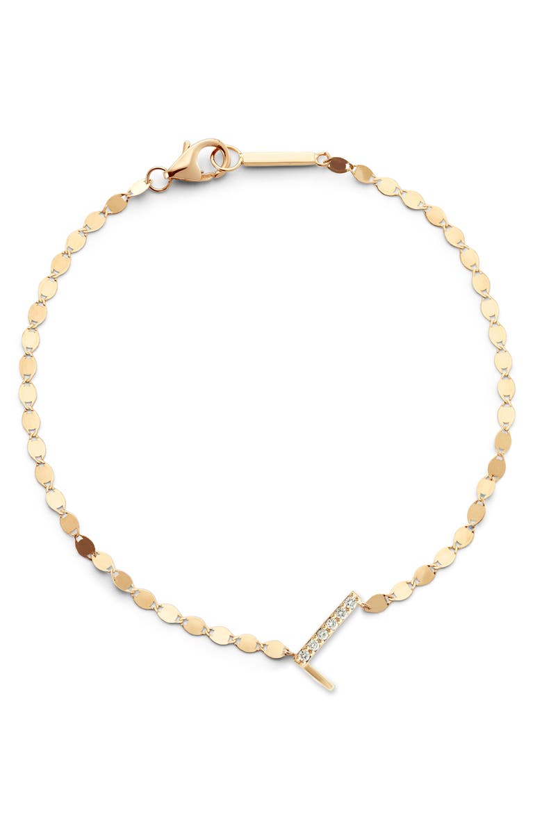 LANA Jewelry Get Personal Diamond Initial Charm Bracelet, Main, color, Yellow Gold-L
