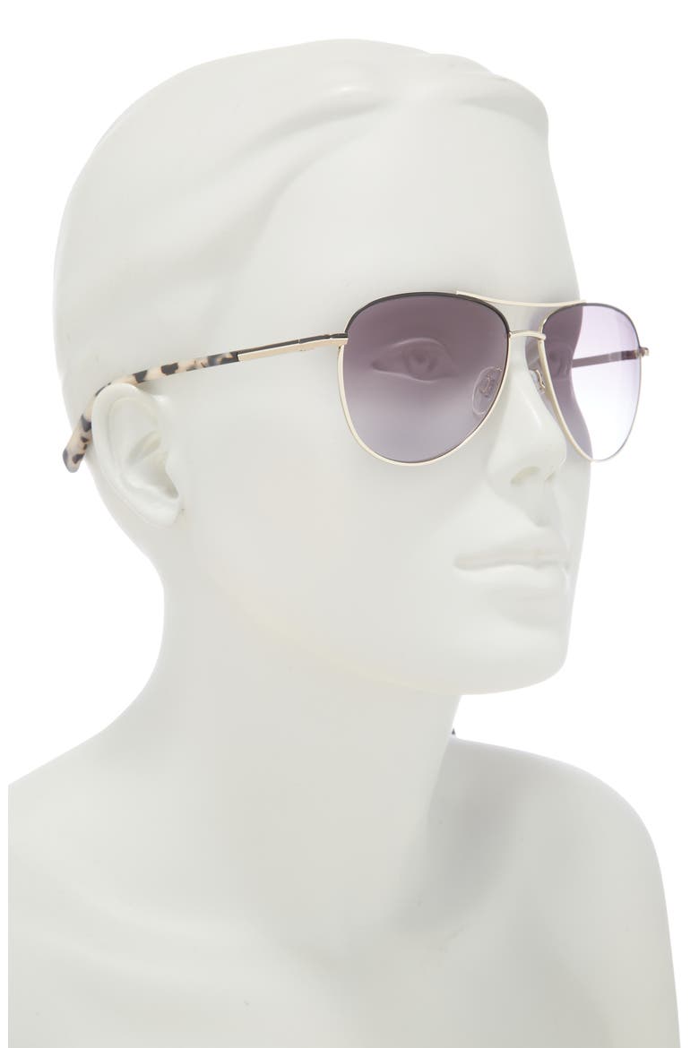 57mm Gradient Aviator Sunglasses, Alternate, color, GOLD