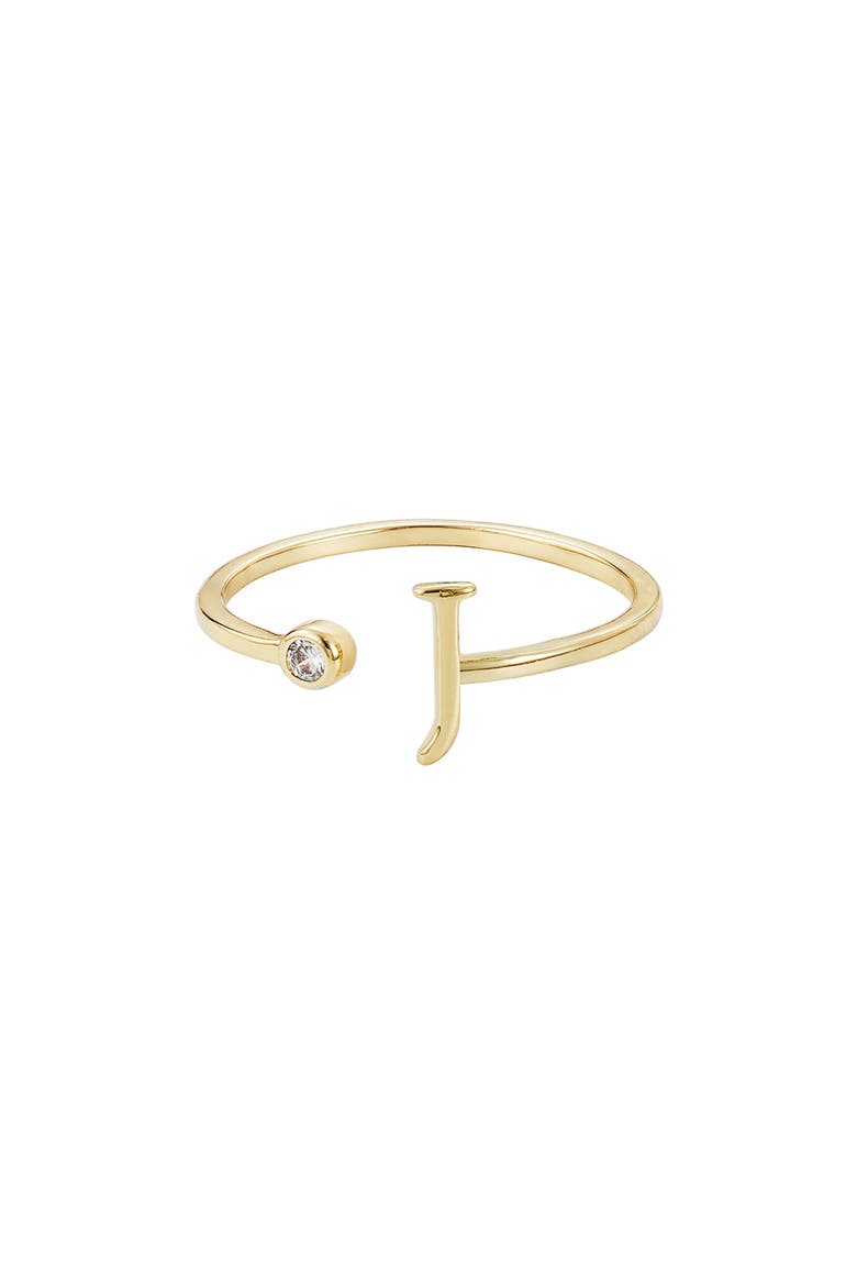 CZ & Initial Open Band Ring, Main, color, GOLD-J