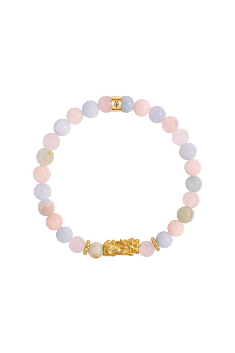 Morganite Dragon Charm Gold Plated Women's Bracelet - Soft Power, Main, color, Pink/Gold