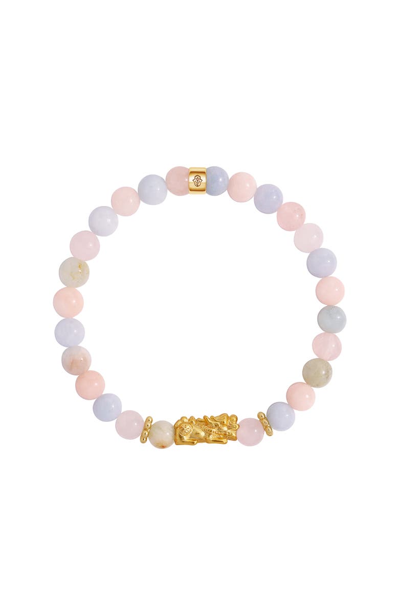 Karma and Luck Soft Power Morganite Dragon Gold Bracelet, Main, color, Pink/Gold