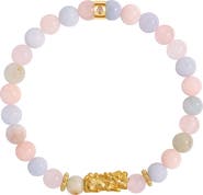 Karma and Luck Morganite Dragon Charm Gold Plated Women's Bracelet - Soft Power