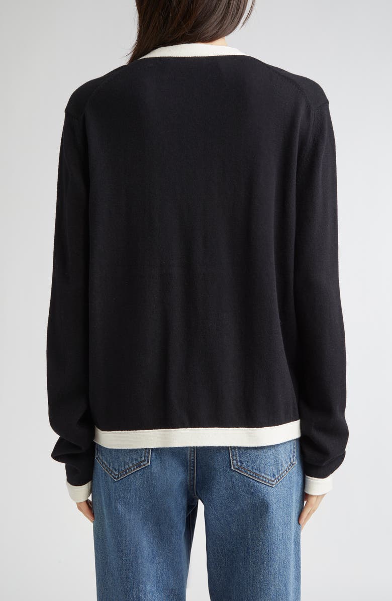 EENK Layered Wool & Cotton Cardigan, Alternate, color, Black