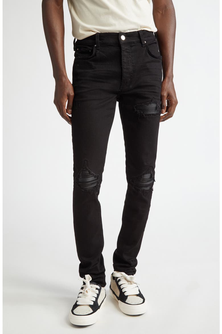 MX1 Leather Patch Ripped Skinny Jeans (Men) | Nordstrom