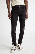 AMIRI MX1 Leather Patch Ripped Skinny Jeans
