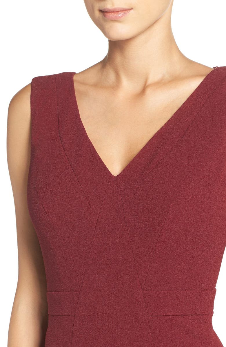 Adrianna Papell Seamed Woven Sheath Dress, Alternate, color, Black Cherry