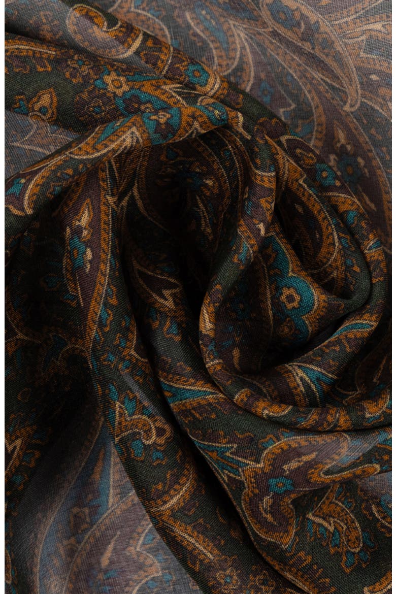 Paisley Silk Square Scarf, Alternate, color, DARK GREEN