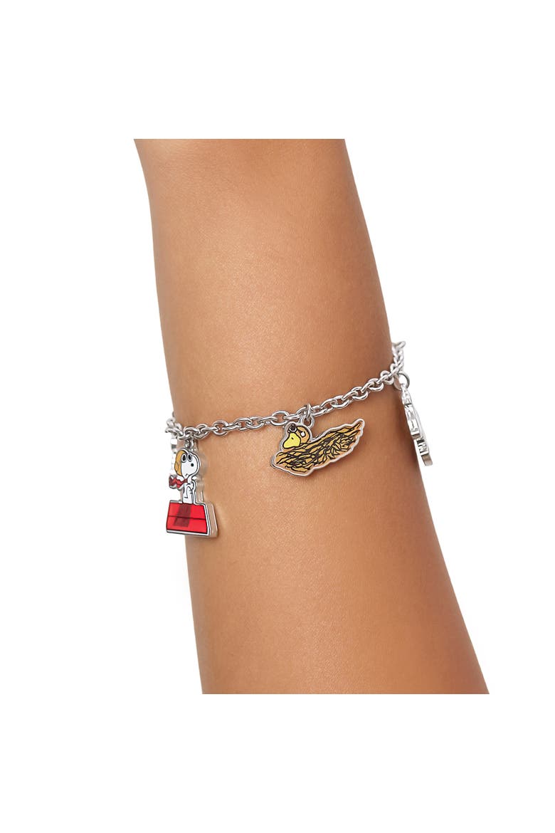 Snoopy & Friends Silver-Tone Charm Bracelet, Alternate, color, Silver