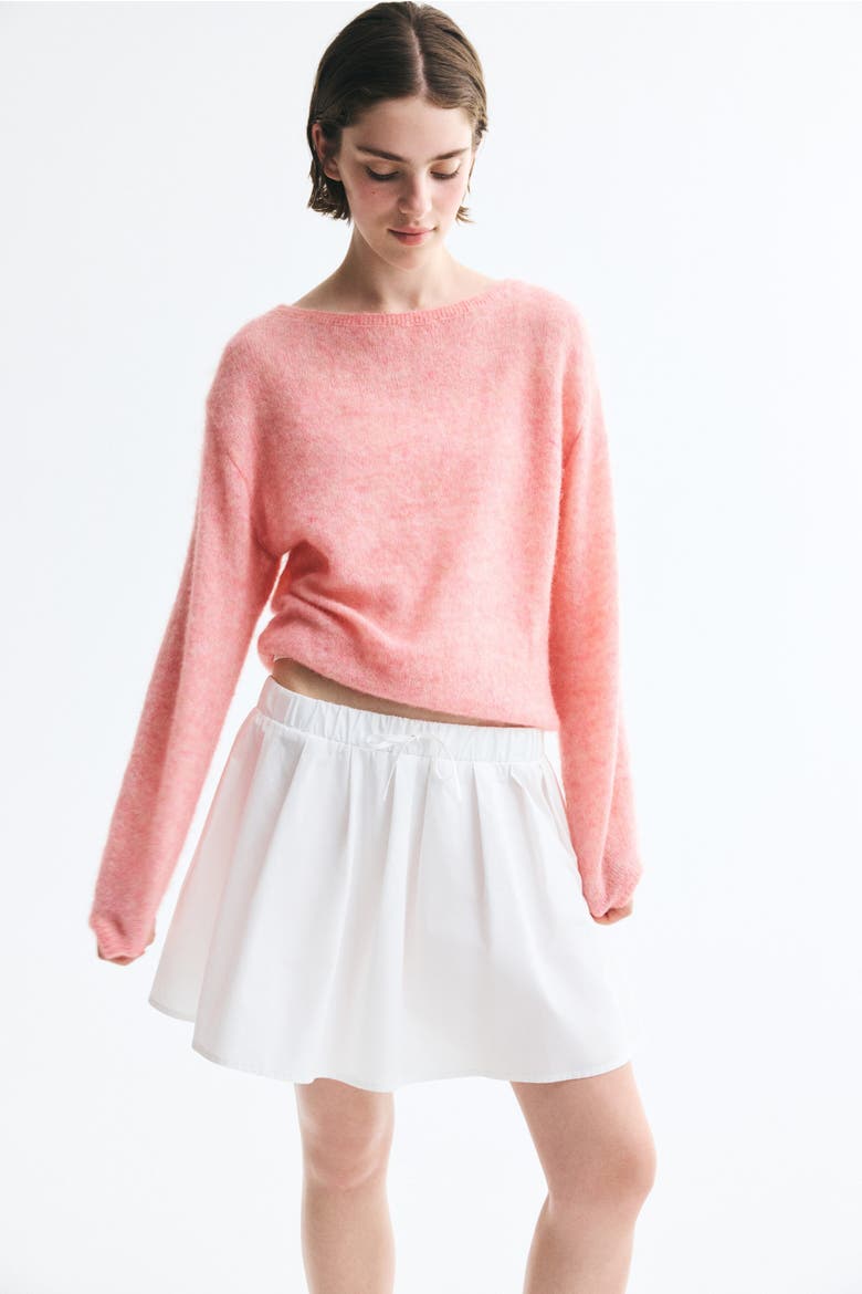 Boat-neck Fine-knit Sweater, Alternate, color, Pink
