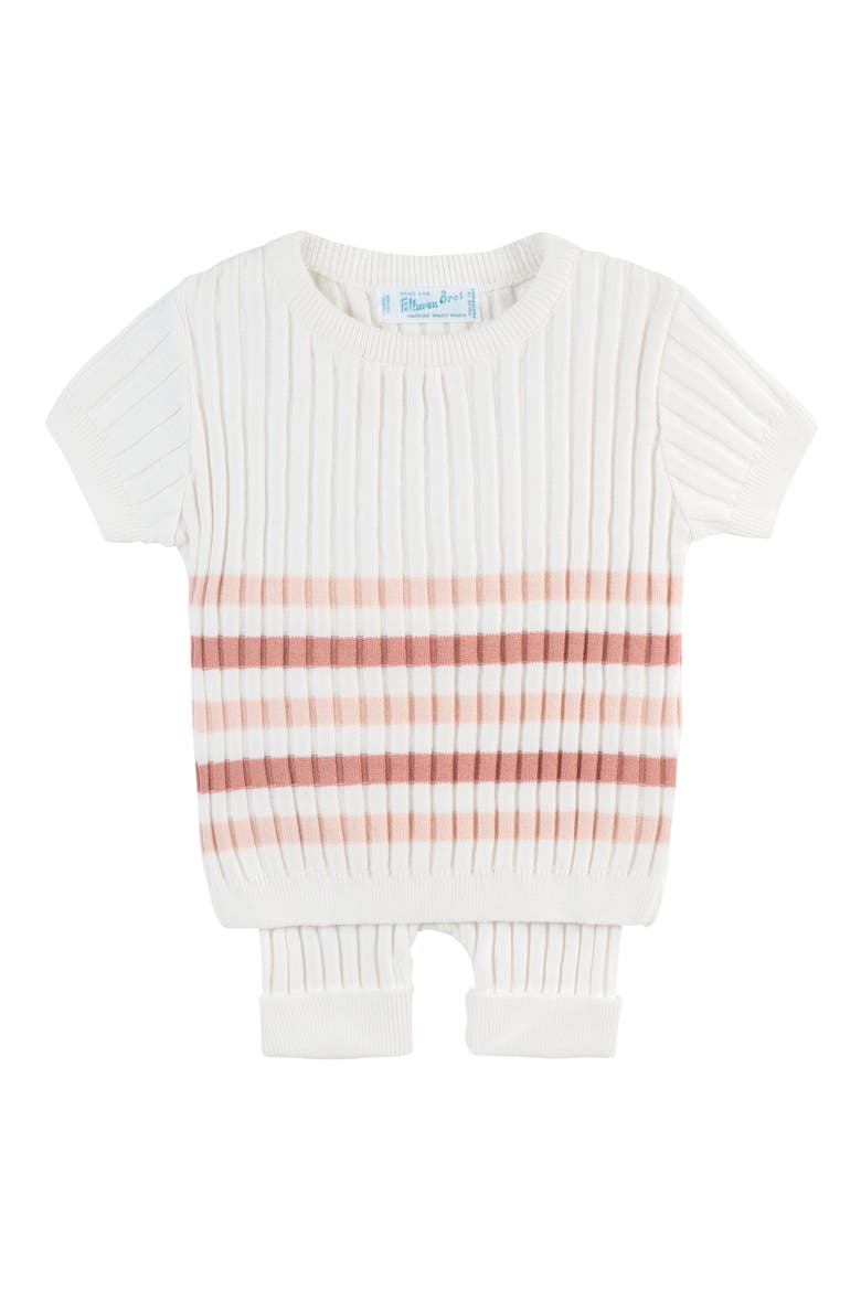 Stripe Rib Knit Top & Pants Set, Main, color, IVORY