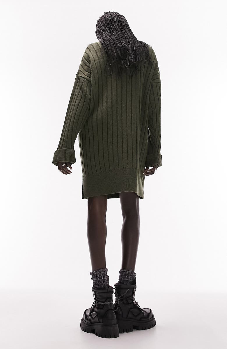 Topshop Ribbed Funnel Neck Sweater Dress, Main, color, 