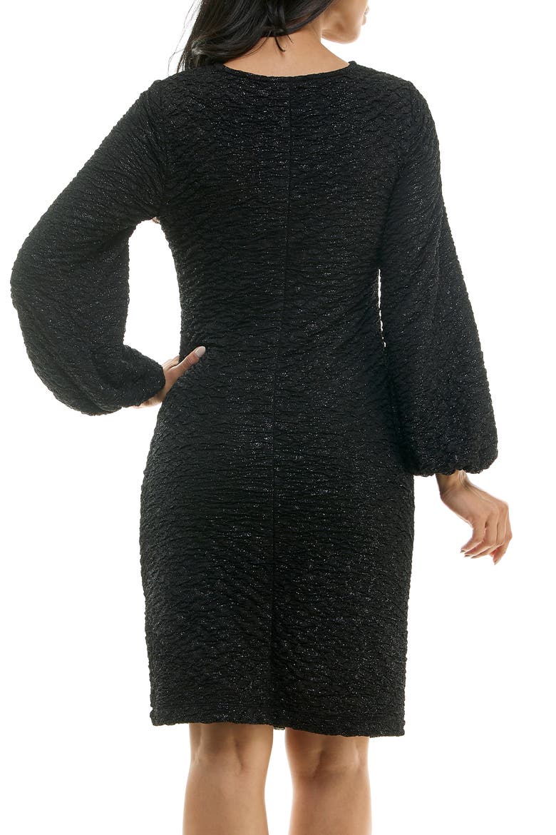 Glitter Long Sleeve Body-Con Dress, Alternate, color, BLACK