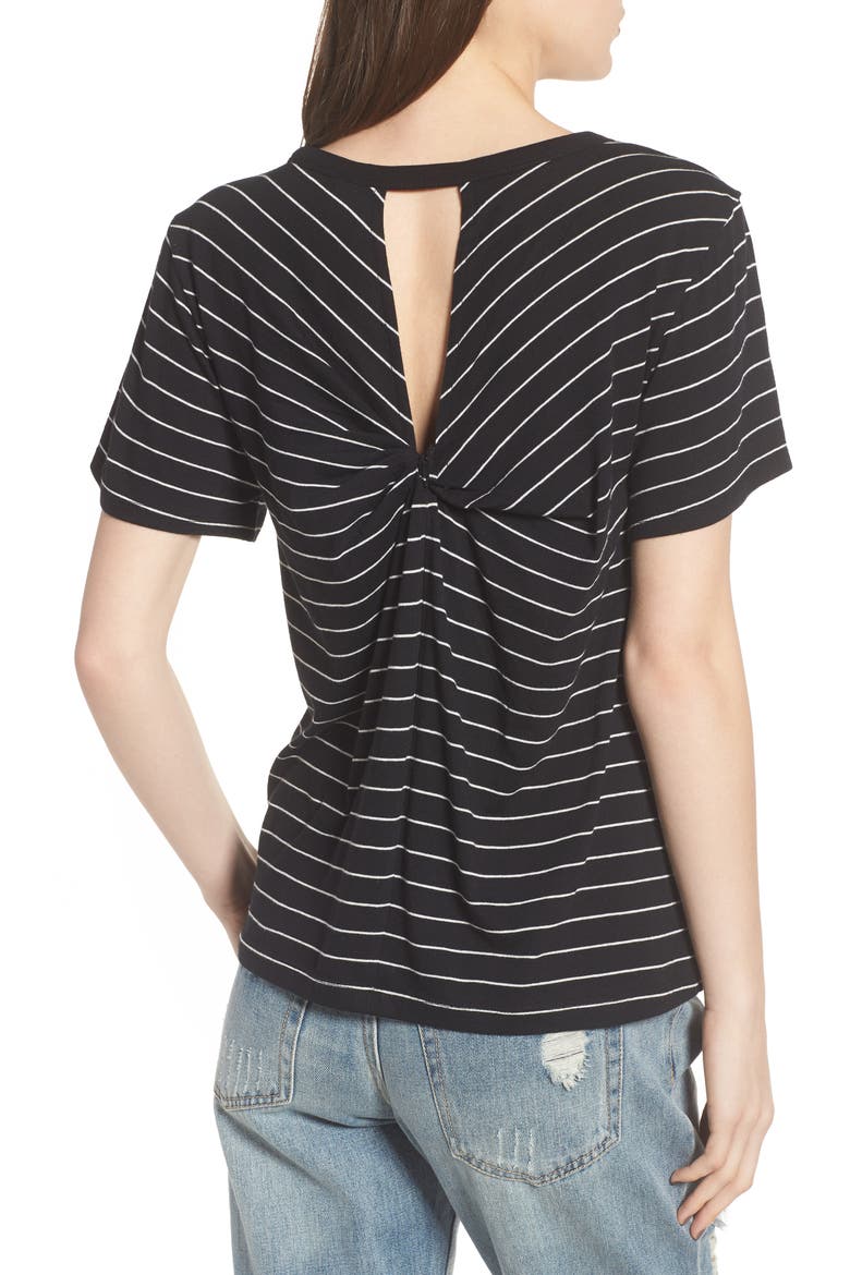 Twist Back Tee, Alternate, color, BLACK LEAH STRIPE