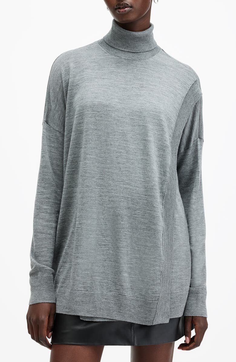 AllSaints Bern Merino Wool Turtleneck Sweater, Main, color, Grey Marl