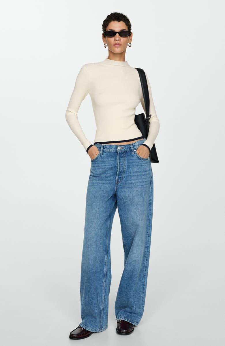 MANGO Tipped Funnel Neck Rib Sweater, Alternate, color, 