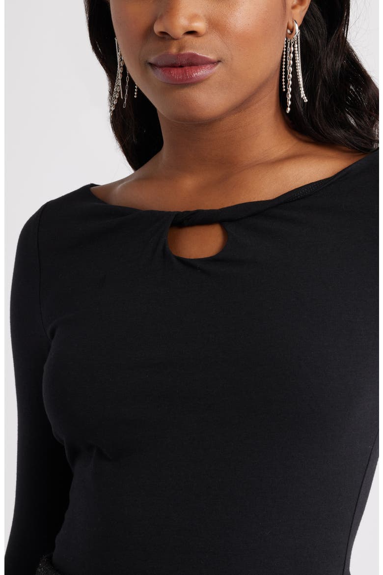 Twist Neck Cutout Top, Alternate, color, BLACK