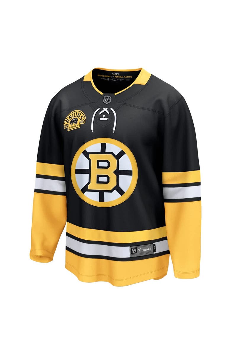 FANATICS Men's Fanatics Black Boston Bruins 100th Anniversary Premier Breakaway Jersey, Alternate, color, Black