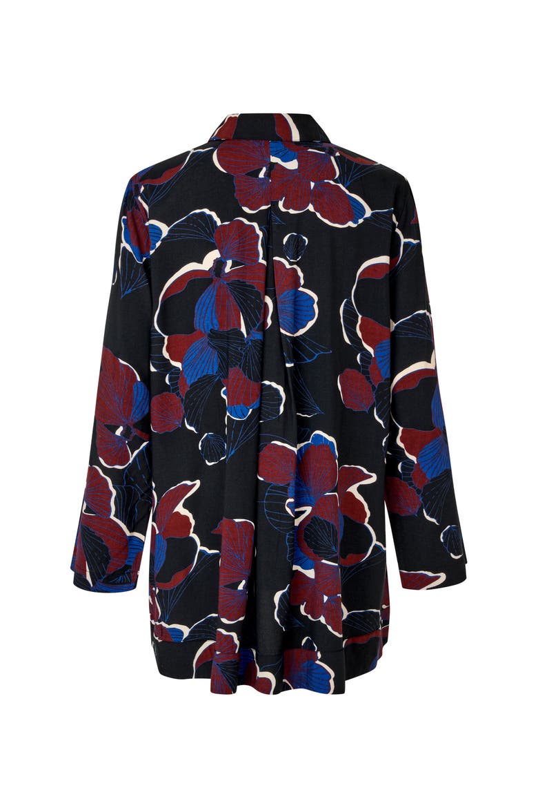 Grivon Collared Long Sleeve Floral Tunic, Alternate, color, Tawny Port