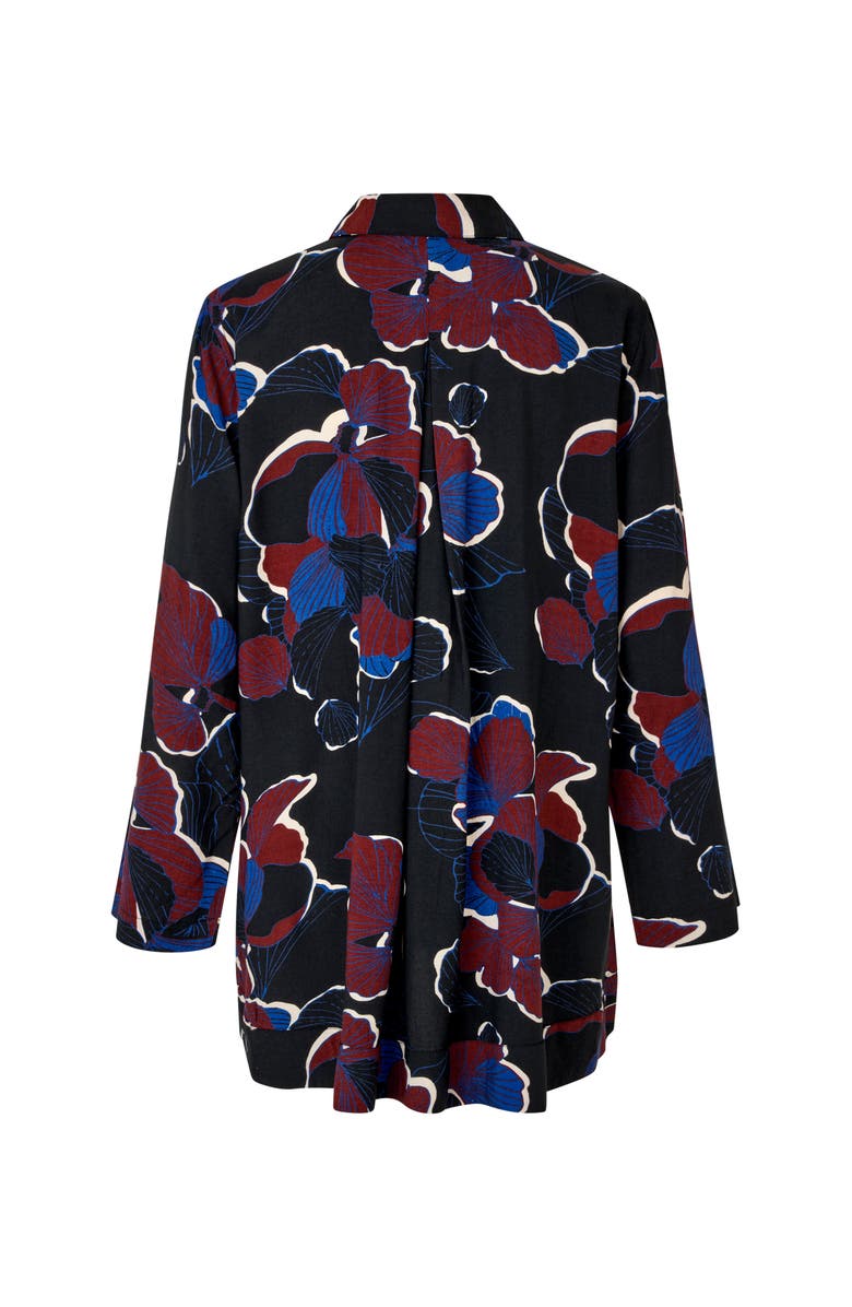 Masai Copenhagen Grivon Collared Long Sleeve Floral Tunic, Alternate, color, Tawny Port