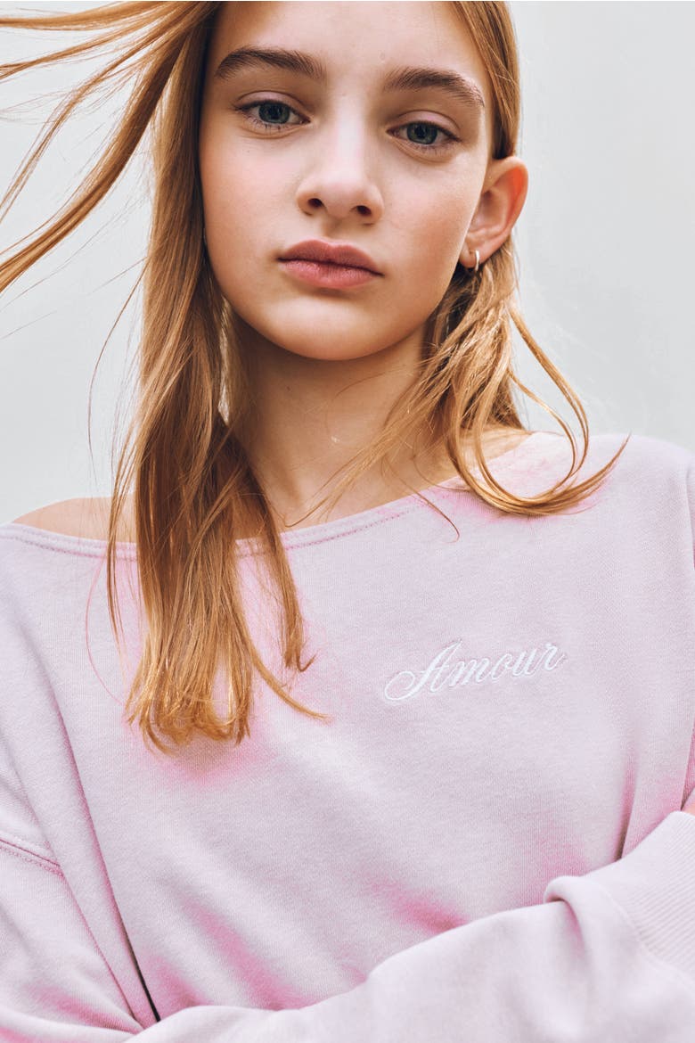 Oversized Off-the-shoulder Top, Alternate, color, Light dusty pink/Amour