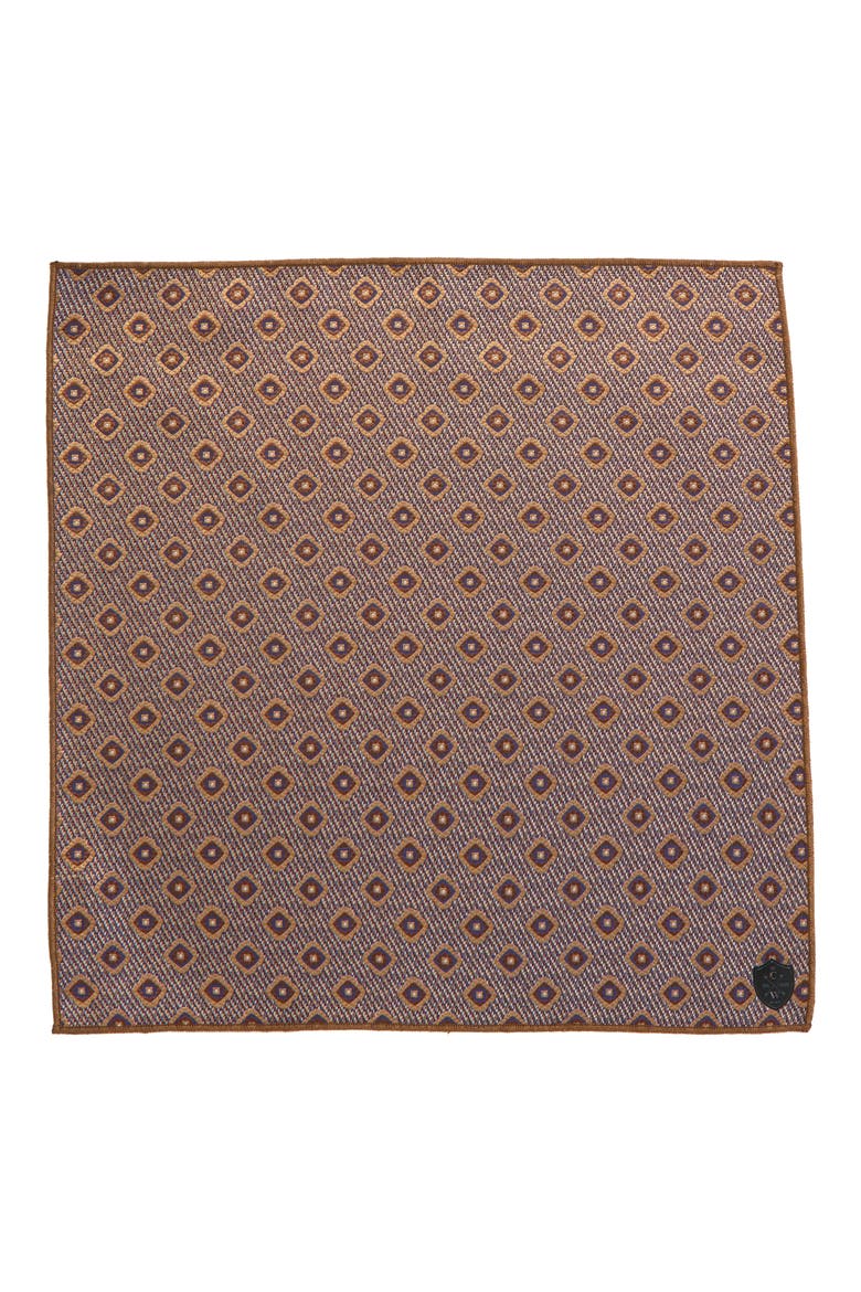 Brown Diamond Jacquard Silk Pocket Square, Alternate, color, BROWN