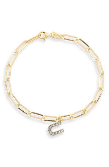 Meshmerise Diamond Initial Charm Bracelet In Gold