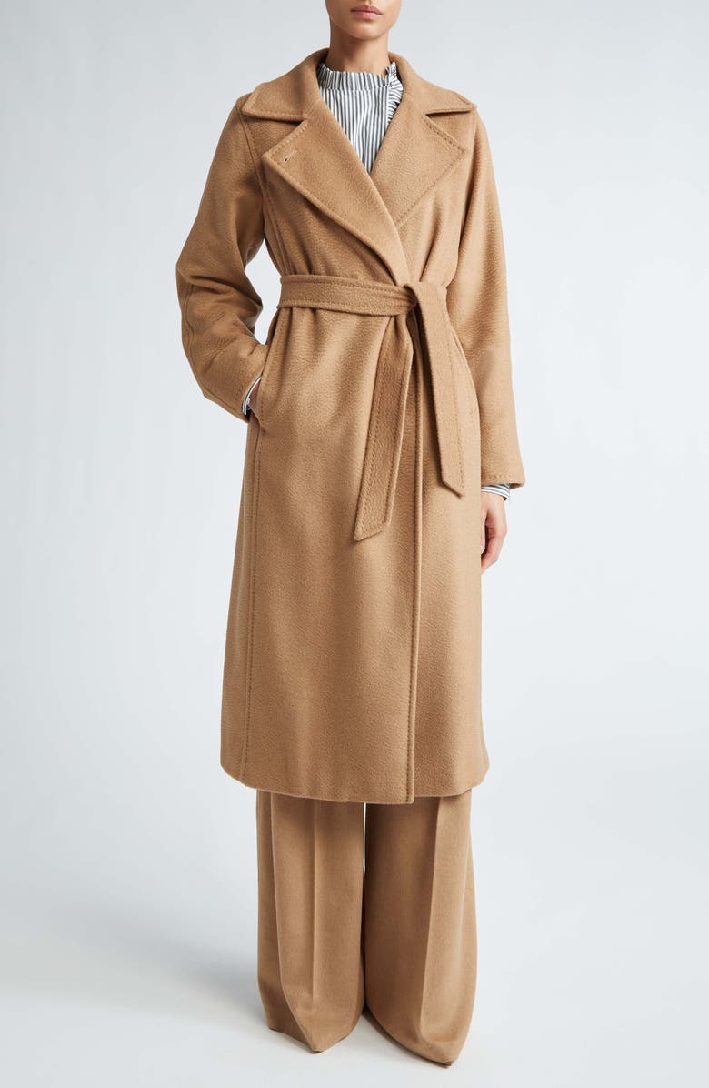 Max Mara Manuela Camel Hair Wrap Coat, Main, color, Camel