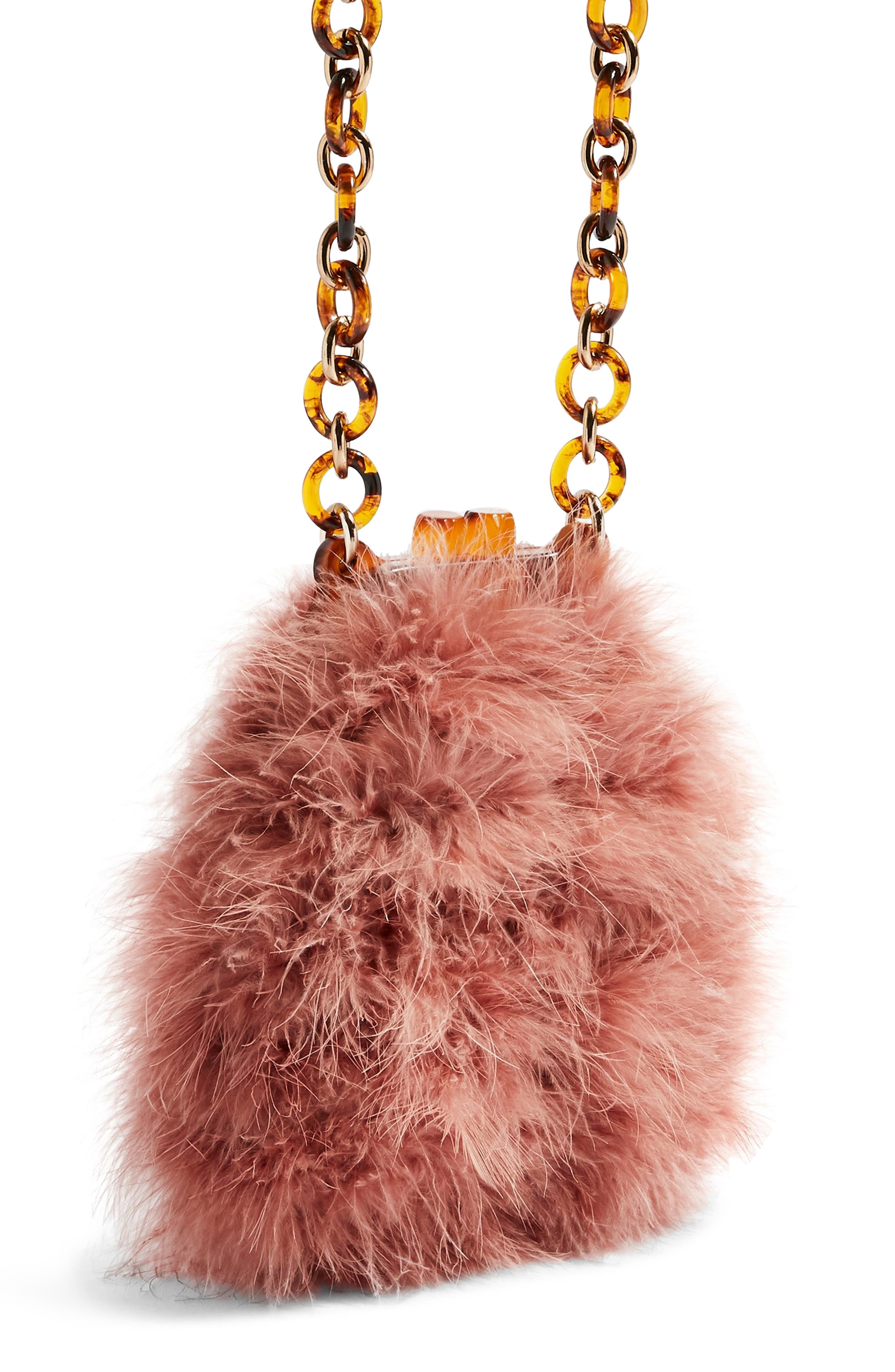 Marabou Feather Frame Handbag, Alternate, color, PINK MULTI