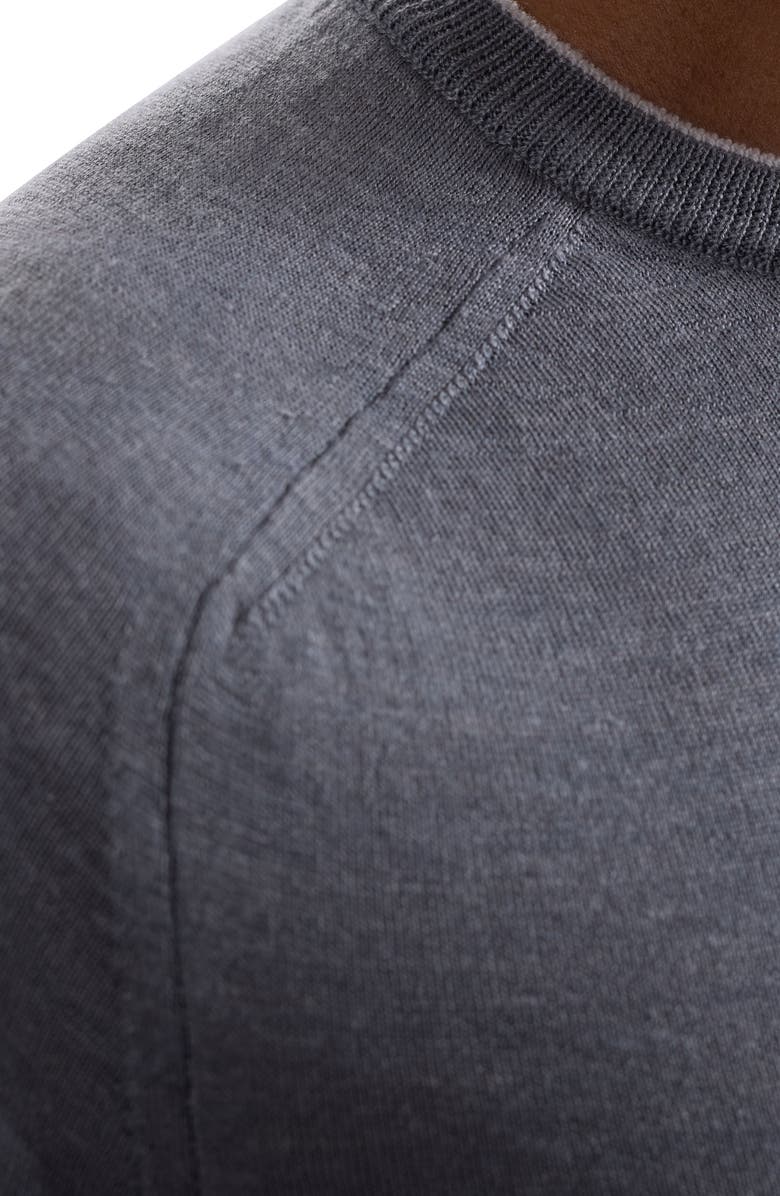 Bugatchi Merino Wool, Silk & Linen Crewneck Sweater, Alternate, color, Zinc
