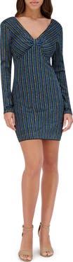 Siena Striped Lurex Knit Long Sleeve Minidress