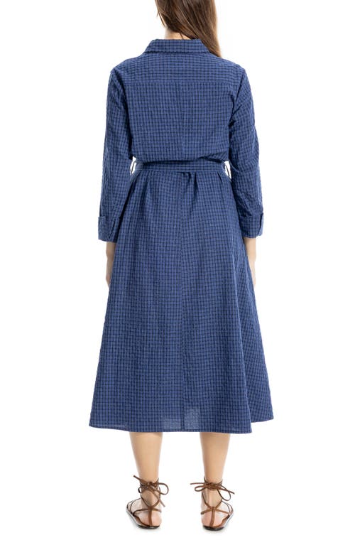 Max Studio Plaid Midi Shirtdress In Blue