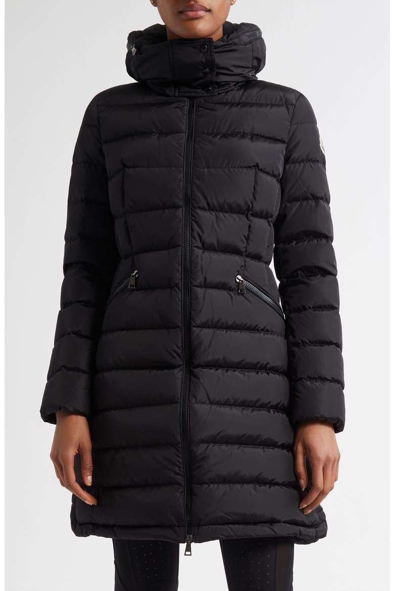Flammette Down Coat, Main, color, BLACK/BLACK