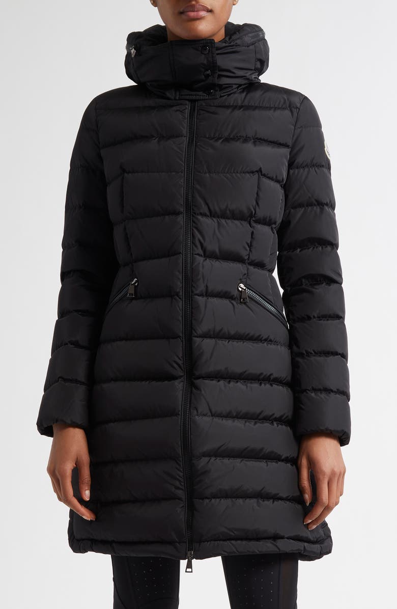 Moncler Flammette Down Coat, Main, color, Black/Black