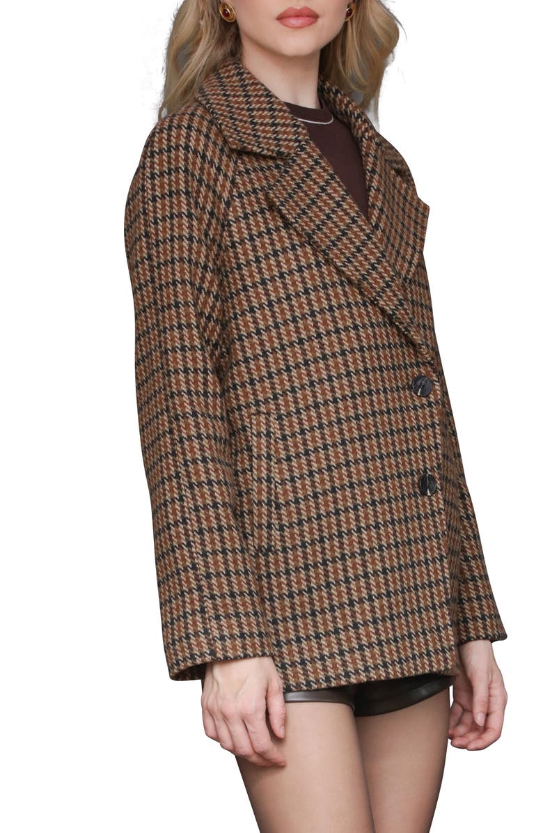 Avec Les Filles Relaxed Plaid Raglan Double Breasted Short Coat, Alternate, color,