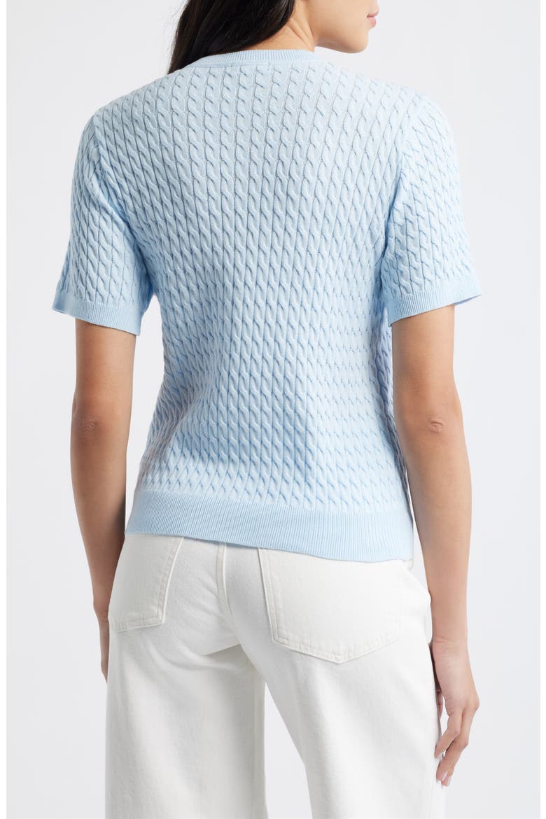 Cable Knit Cotton Button Front Cardigan, Alternate, color, SWIFT BLUE