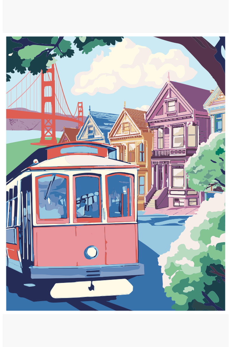 San Francisco Paint by Numbers Kit, Alternate, color, Multicolor