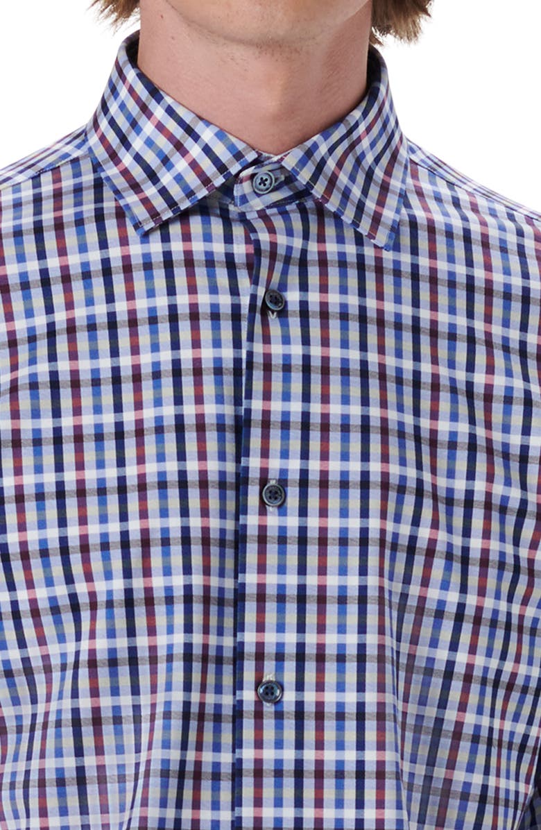 Bugatchi OoohCotton<sup>®</sup> Tattersall Check Stretch Cotton Button-Up Shirt, Alternate, color, 