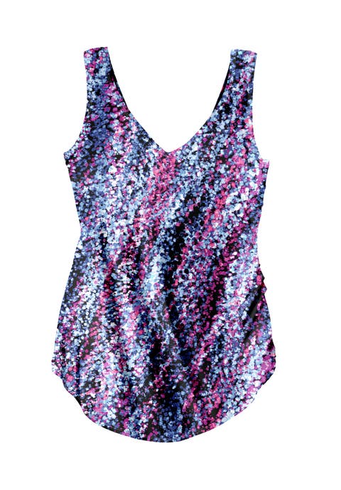 Sarong V-Neck Tummy Control One-Piece Swimsuit