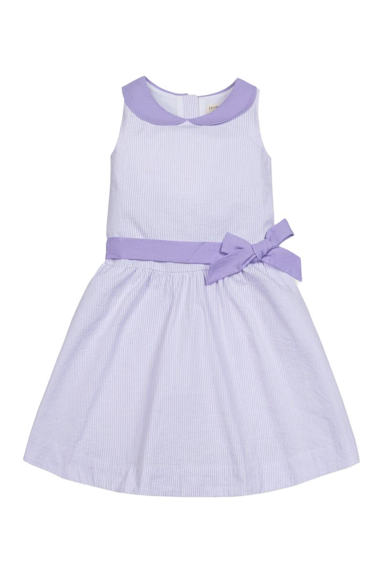 Girls' Organic Seersucker Peter Pan Collar Dress, Toddler, Main, color, Lavender Seersucker