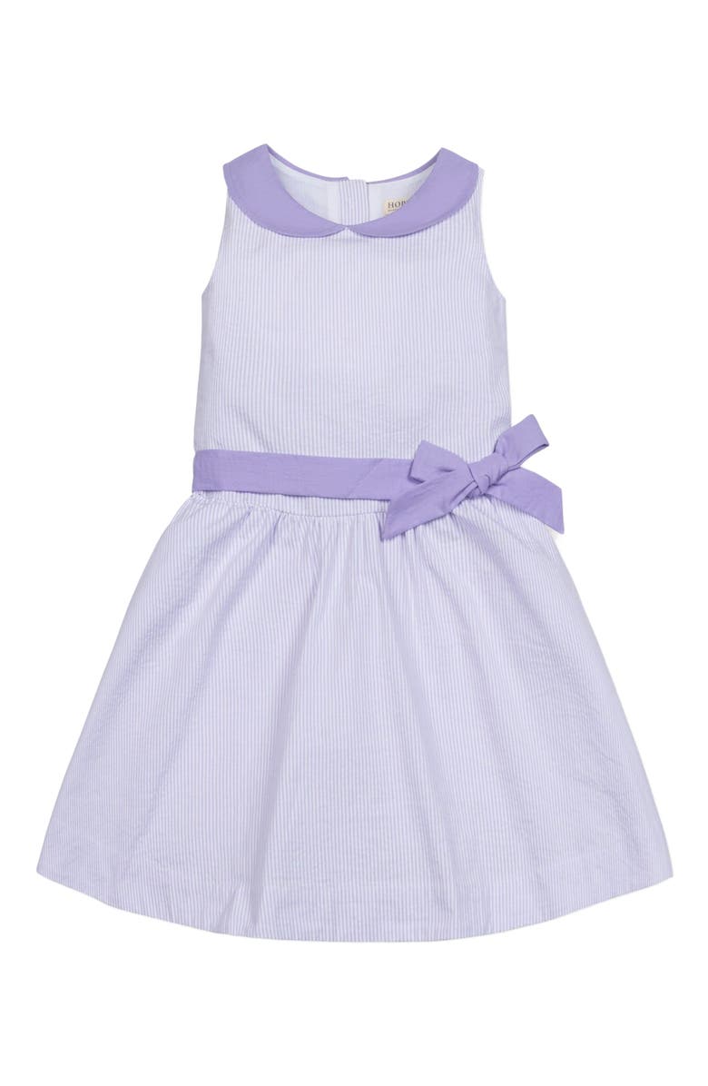Hope & Henry Girls' Organic Seersucker Peter Pan Collar Dress, Toddler, Main, color, Lavender Seersucker