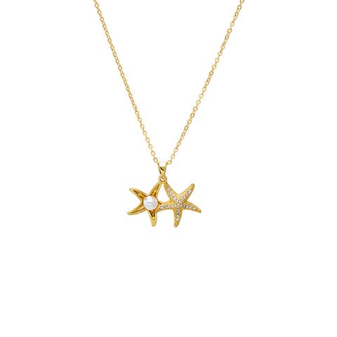 Starfish & Pearl Pendant Necklace