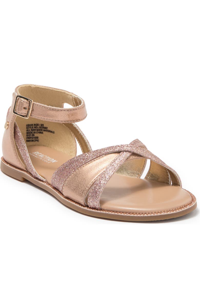 Kenneth Cole Brianne Laura Metallic Glitter Strap Flat Sandal, Main, color,