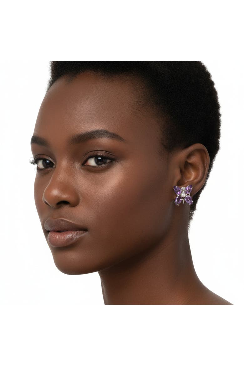 Los Angeles Interchangeable Drop Earrings, Alternate, color, Black & Purple