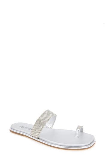 Reaction Kenneth Cole Wilfred Toe Loop Flat Sandal In Silver
