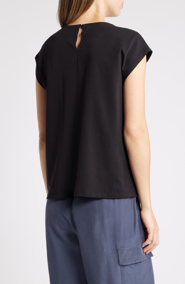 Eileen Fisher Cap Sleeve Stretch Organic Cotton Jersey Top, Alternate, color, 